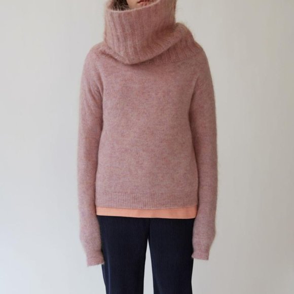 NWT XS Acne Studios Raze Mohair Purple Pink Cowl Turtleneck Sweater - Picture 12 of 16